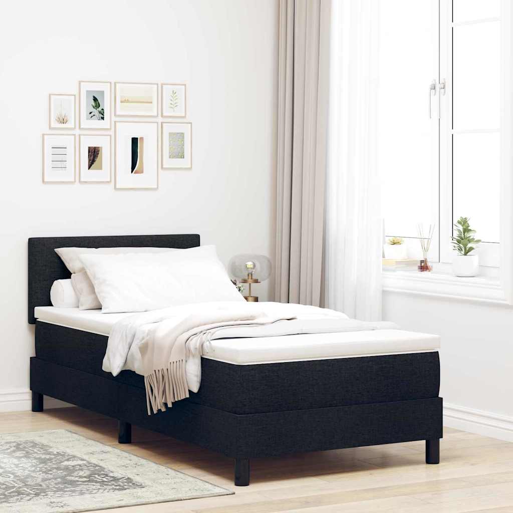 Postel S Boxspringem S Čelo Černý 100 X 200 Cm Textil