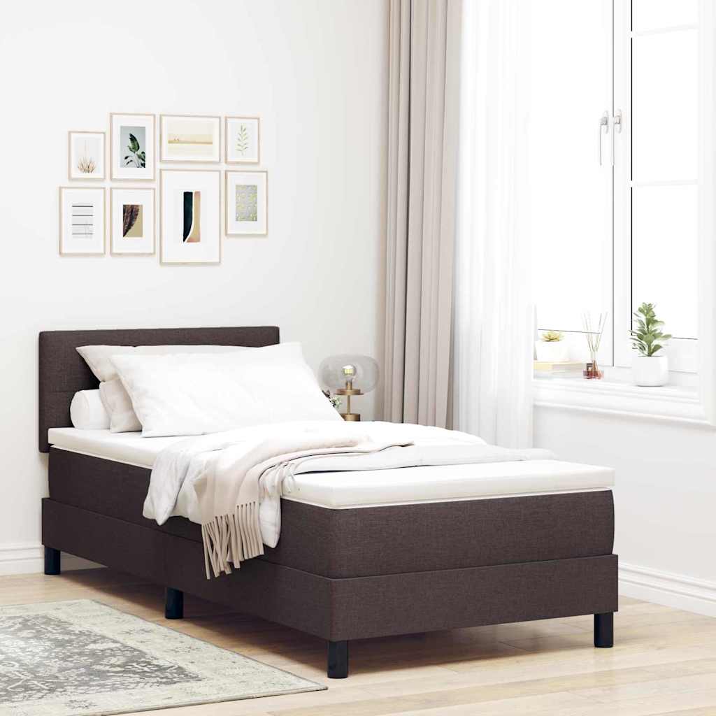 Postel S Boxspringem S Čelo Tmavě Hnědá 100 X 200 Cm Textil