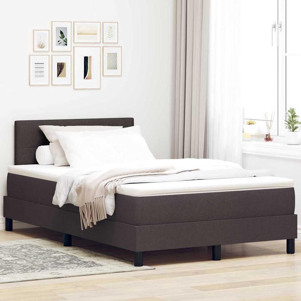 Postel S Boxspringem S Čelo Tmavě Hnědá 120 X 190 Cm Textil