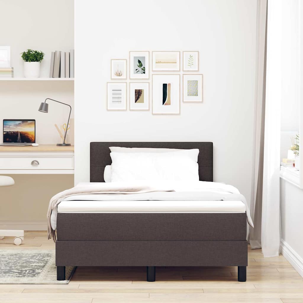 Postel S Boxspringem S Čelo Tmavě Hnědá 120 X 190 Cm Textil