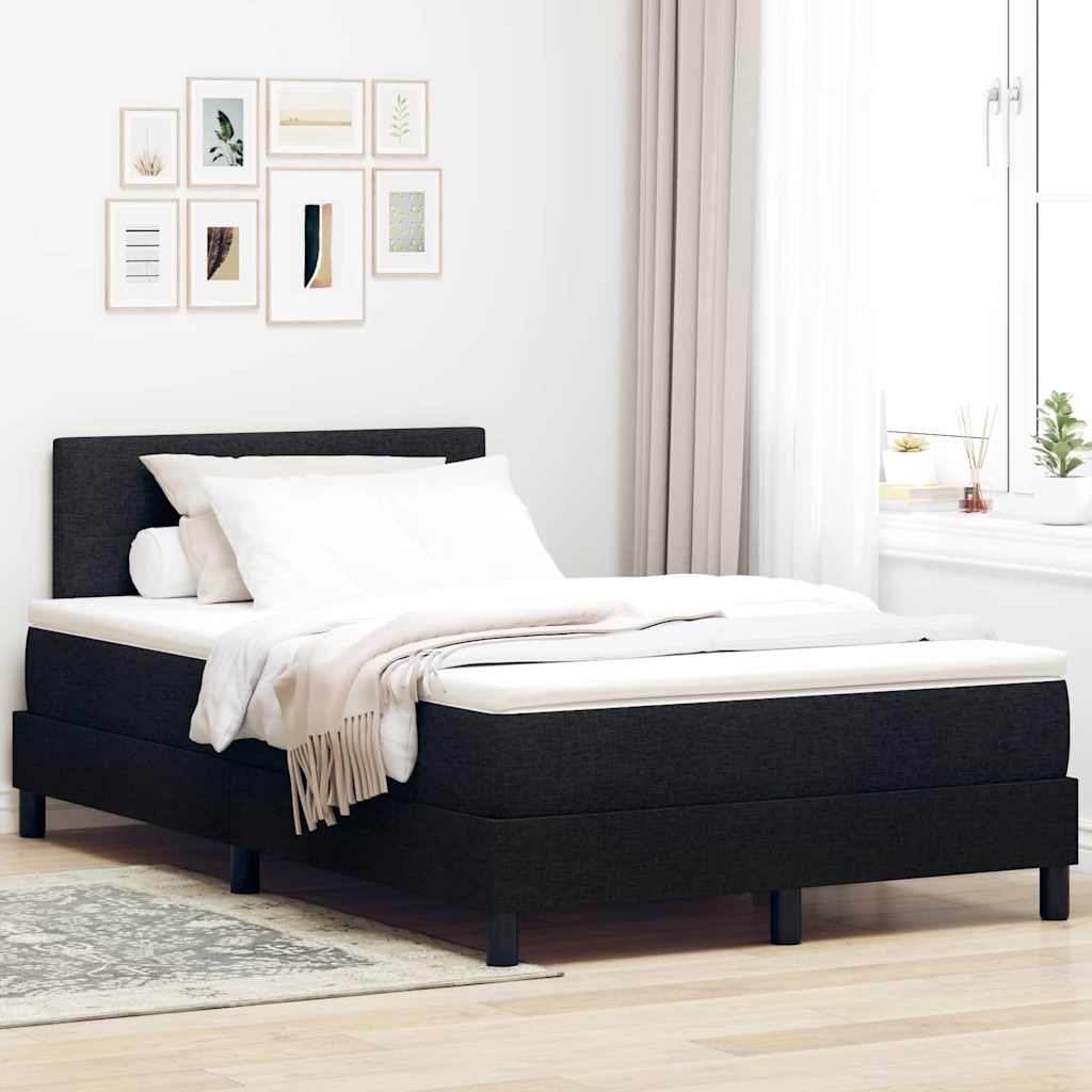 Postel S Boxspringem S Čelo Černý 120 X 200 Cm Textil