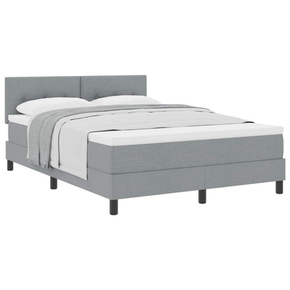 Postel S Boxspringem S Čelo Světle Šedá 140 X 190 Cm Textil