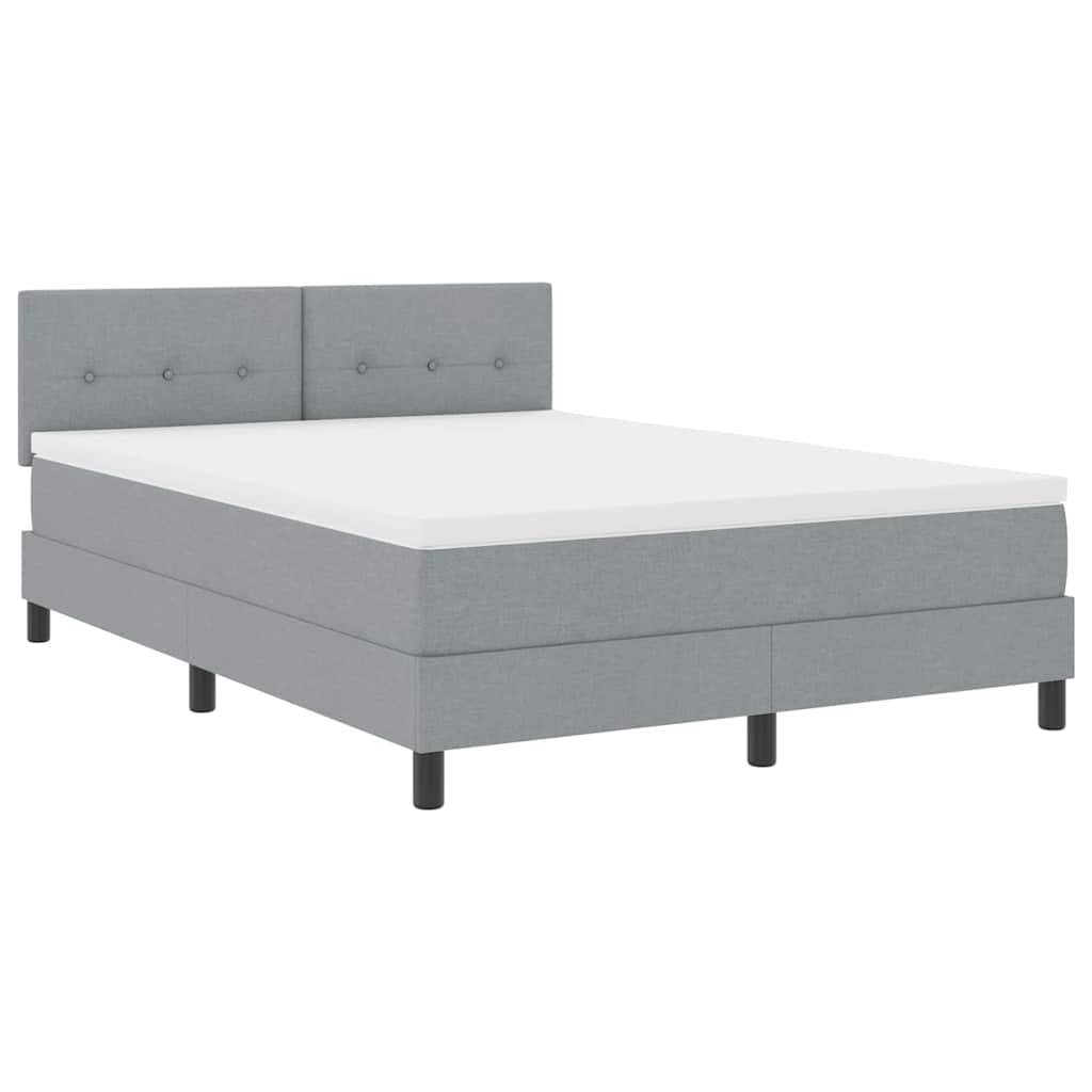 Postel S Boxspringem S Čelo Světle Šedá 140 X 190 Cm Textil