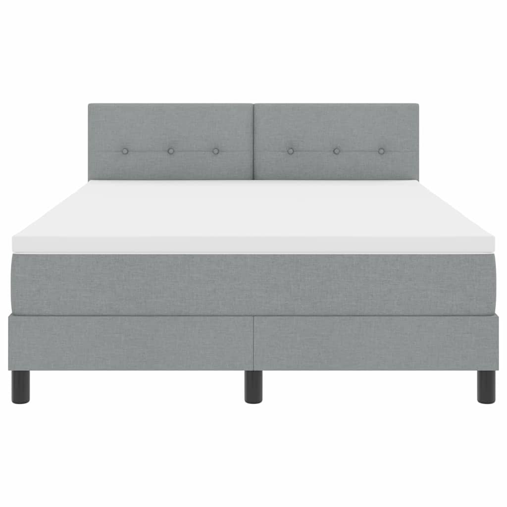 Postel S Boxspringem S Čelo Světle Šedá 140 X 190 Cm Textil