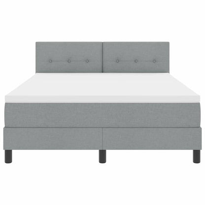 Postel S Boxspringem S Čelo Světle Šedá 140 X 190 Cm Textil