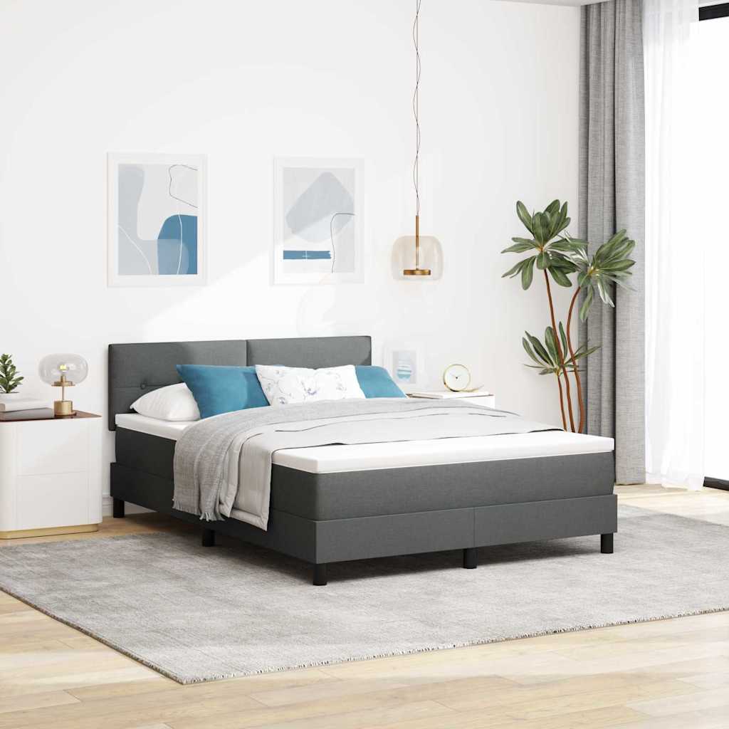 Postel S Boxspringem S Čelo Tmavě Šedá 140 X 190 Cm Textil