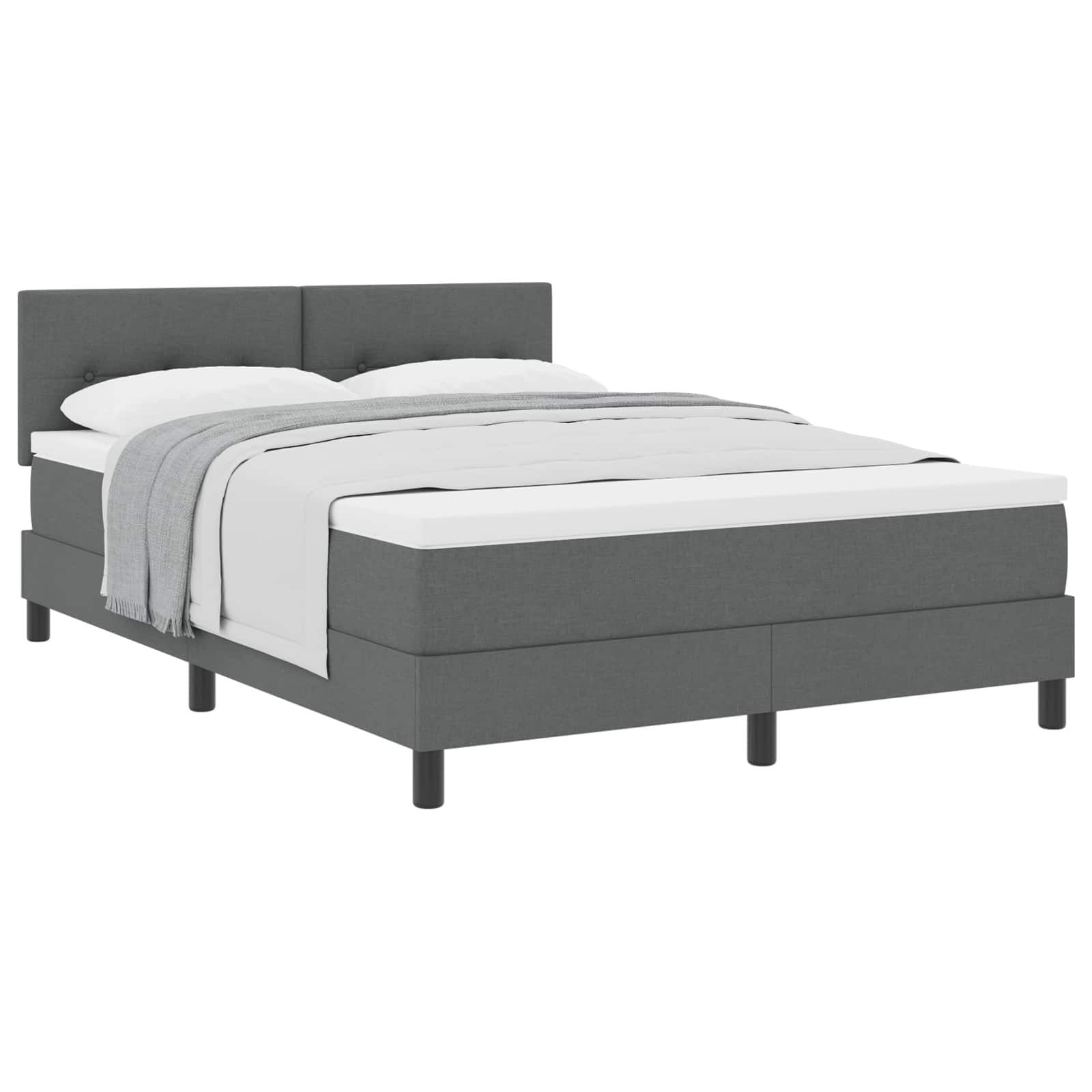 Postel S Boxspringem S Čelo Tmavě Šedá 140 X 190 Cm Textil
