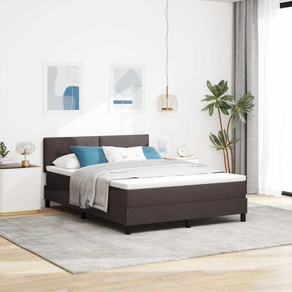 Postel S Boxspringem S Čelo Tmavě Hnědá 140 X 190 Cm Textil