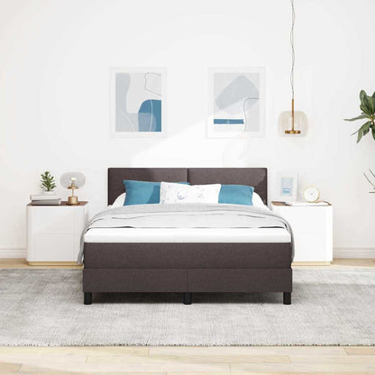 Postel S Boxspringem S Čelo Tmavě Hnědá 140 X 190 Cm Textil
