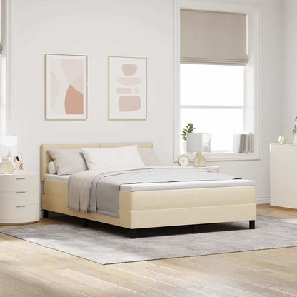Postel S Boxspringem S Čelo Krémová 140 X 190 Cm Textil
