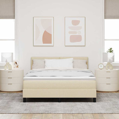 Postel S Boxspringem S Čelo Krémová 140 X 190 Cm Textil