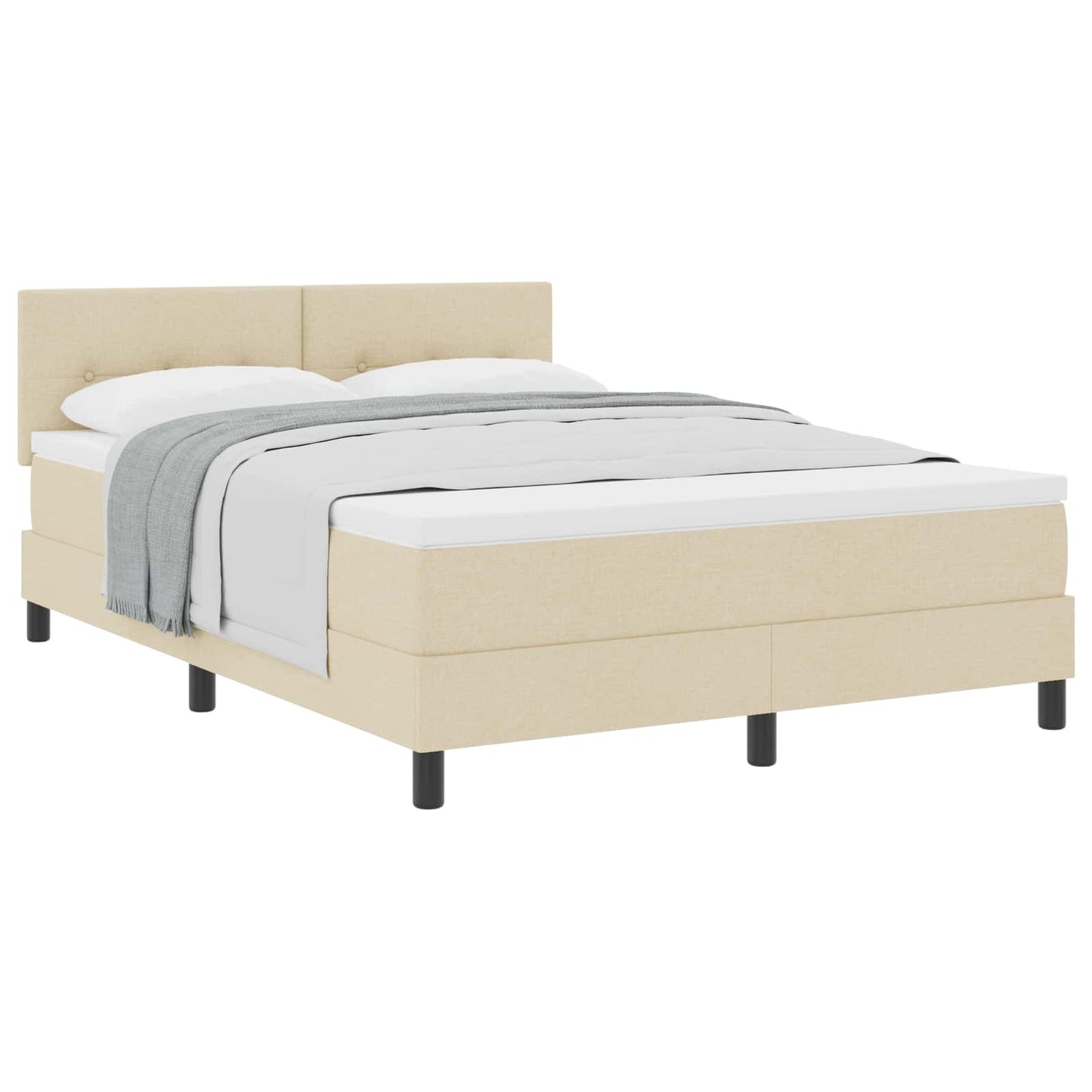 Postel S Boxspringem S Čelo Krémová 140 X 190 Cm Textil