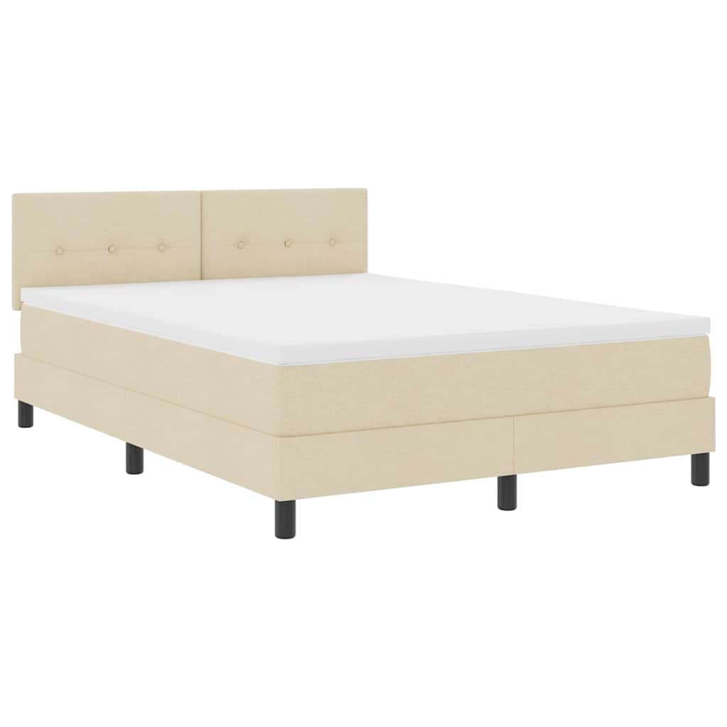 Postel S Boxspringem S Čelo Krémová 140 X 190 Cm Textil
