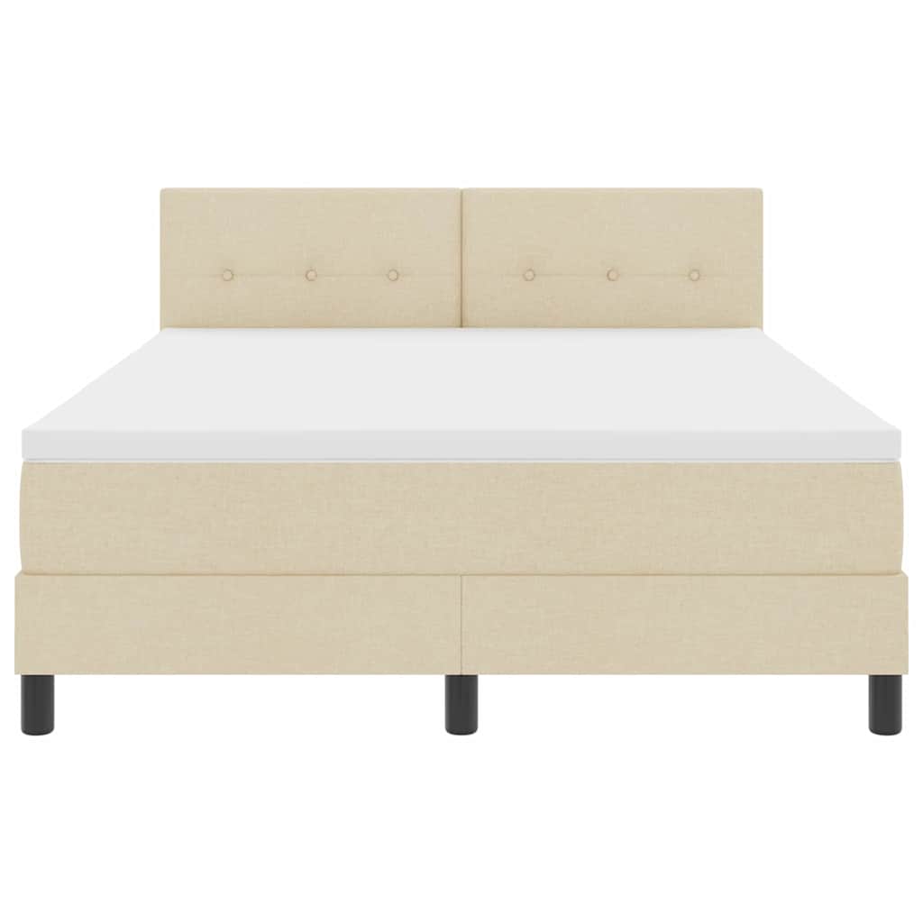 Postel S Boxspringem S Čelo Krémová 140 X 190 Cm Textil