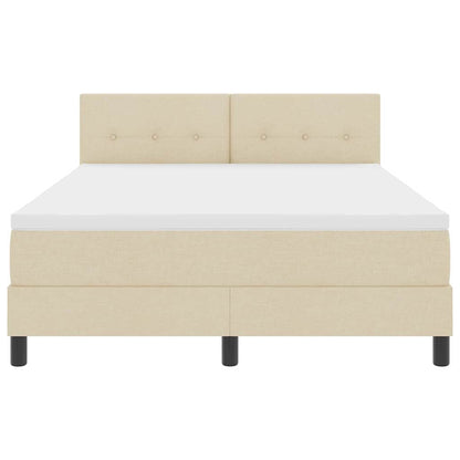 Postel S Boxspringem S Čelo Krémová 140 X 190 Cm Textil