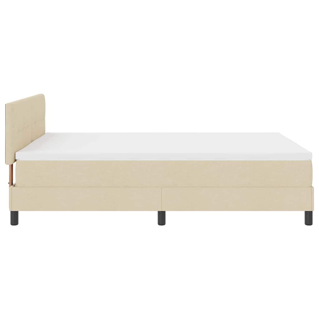 Postel S Boxspringem S Čelo Krémová 140 X 190 Cm Textil