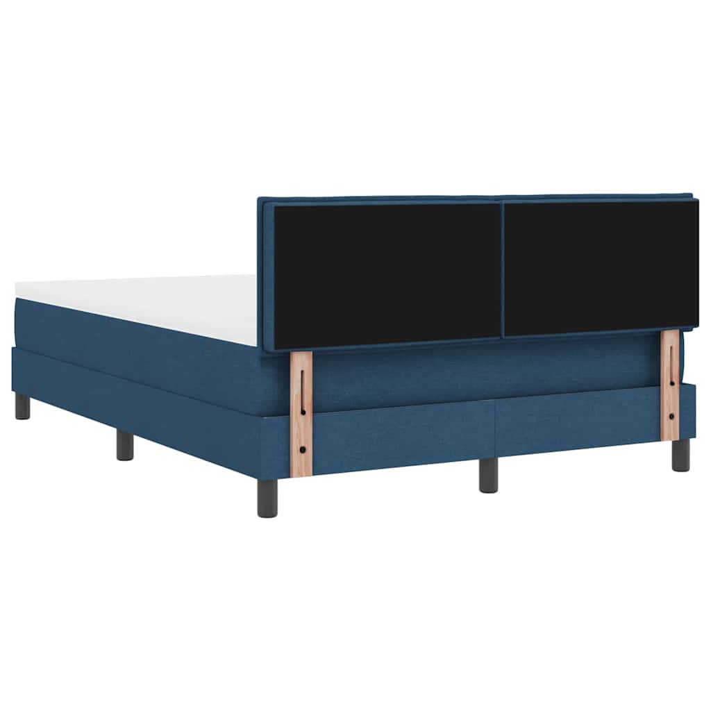 Postel S Boxspringem S Čelo Modrá 140 X 190 Cm Textil