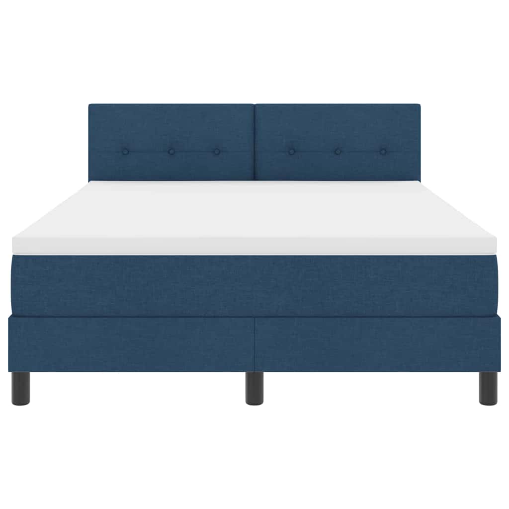 Postel S Boxspringem S Čelo Modrá 140 X 190 Cm Textil
