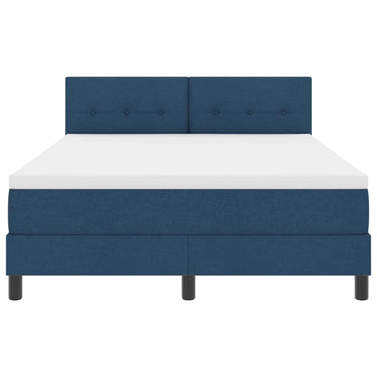 Postel S Boxspringem S Čelo Modrá 140 X 190 Cm Textil