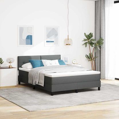 Postel S Boxspringem S Čelo Tmavě Šedá 140 X 200 Cm Textil
