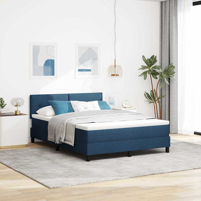 Postel S Boxspringem S Čelo Modrá 140 X 200 Cm Textil