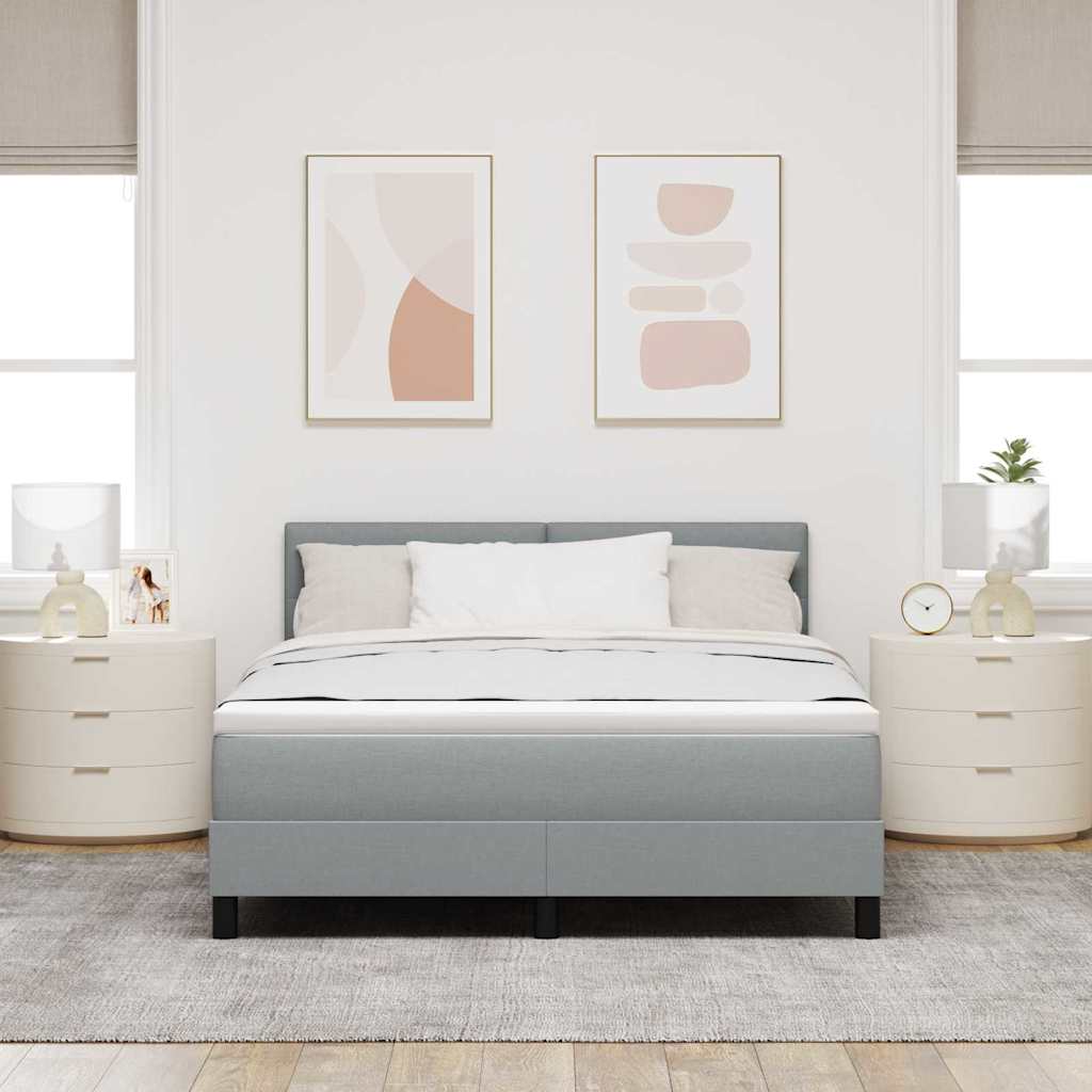 Postel S Boxspringem S Čelo Světle Šedá 160 X 200 Cm Textil