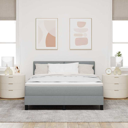 Postel S Boxspringem S Čelo Světle Šedá 160 X 200 Cm Textil