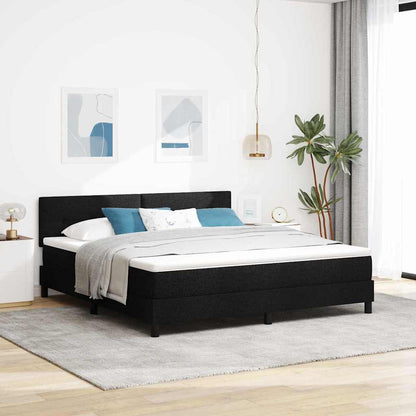 Postel S Boxspringem S Čelo Černý 180 X 200 Cm Textil