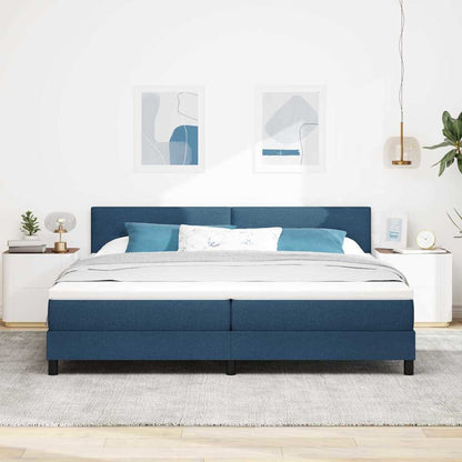 Postel S Boxspringem S Čelo Modrá 200 X 200 Cm Textil