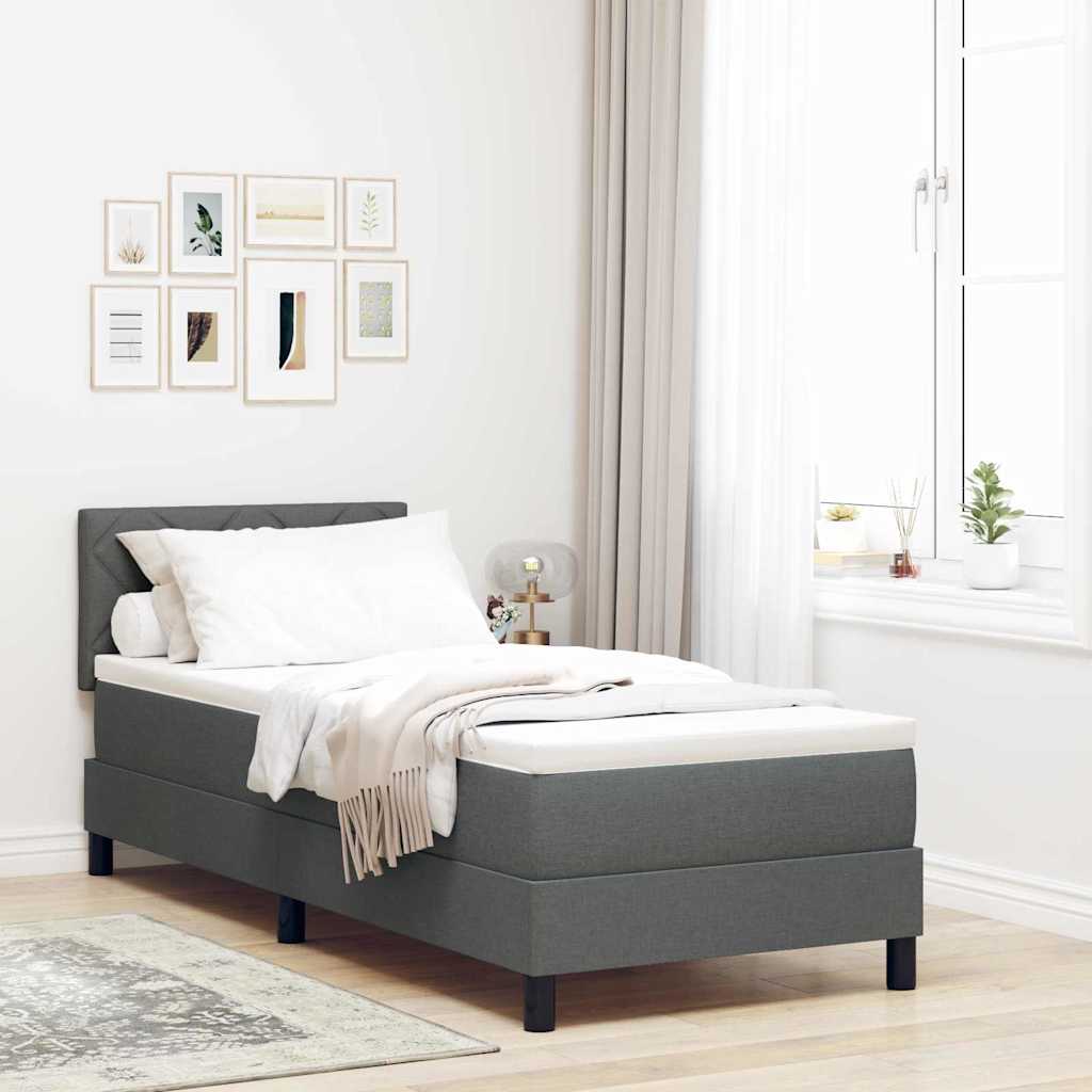 Postel S Boxspringem S Čelo Tmavě Šedá 80 X 200 Cm Textil