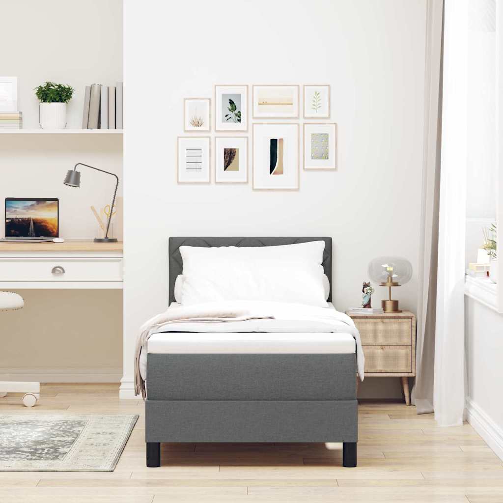 Postel S Boxspringem S Čelo Tmavě Šedá 80 X 200 Cm Textil
