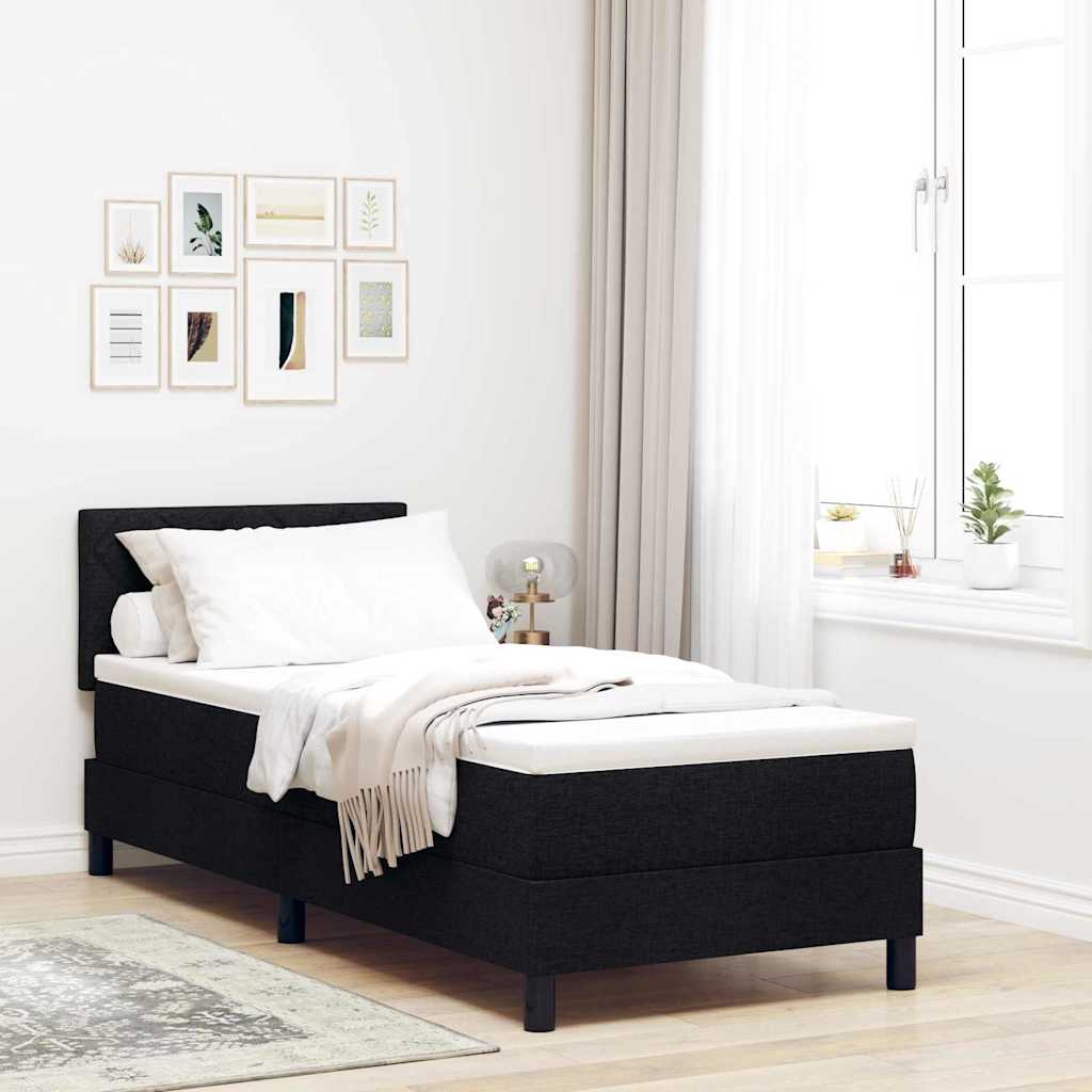 Postel S Boxspringem S Čelo Černý 80 X 200 Cm Textil