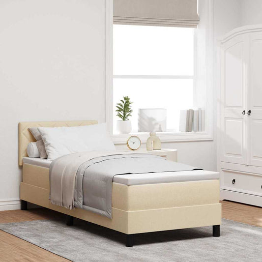 Postel S Boxspringem S Čelo Krémová 80 X 200 Cm Textil
