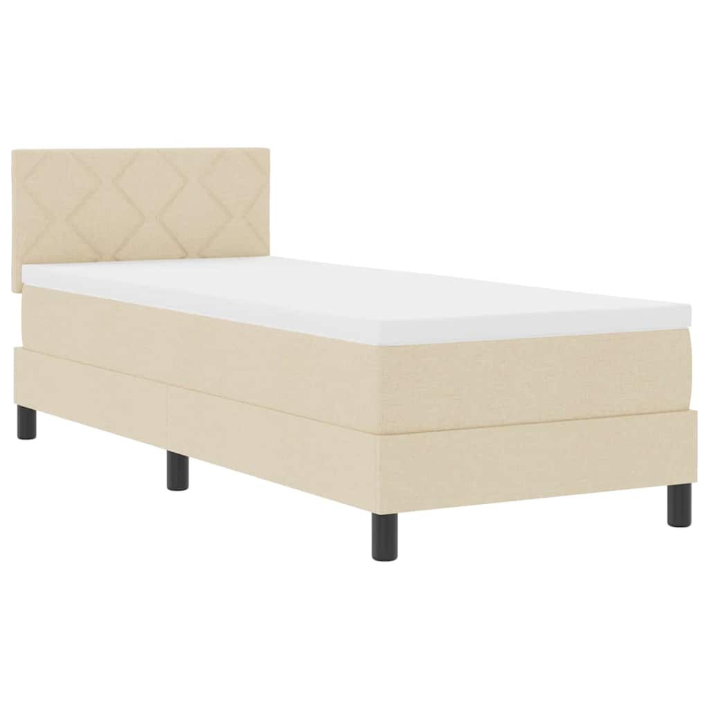 Postel S Boxspringem S Čelo Krémová 80 X 200 Cm Textil