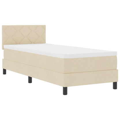 Postel S Boxspringem S Čelo Krémová 80 X 200 Cm Textil