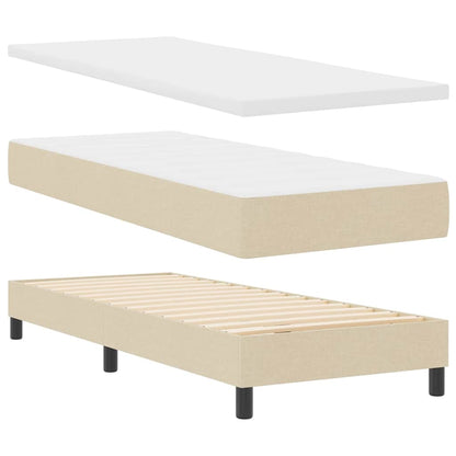 Postel S Boxspringem S Čelo Krémová 80 X 200 Cm Textil