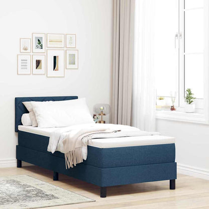 Postel S Boxspringem S Čelo Modrá 80 X 200 Cm Textil