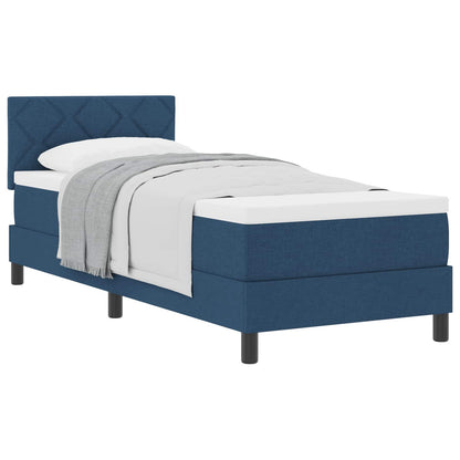 Postel S Boxspringem S Čelo Modrá 80 X 200 Cm Textil