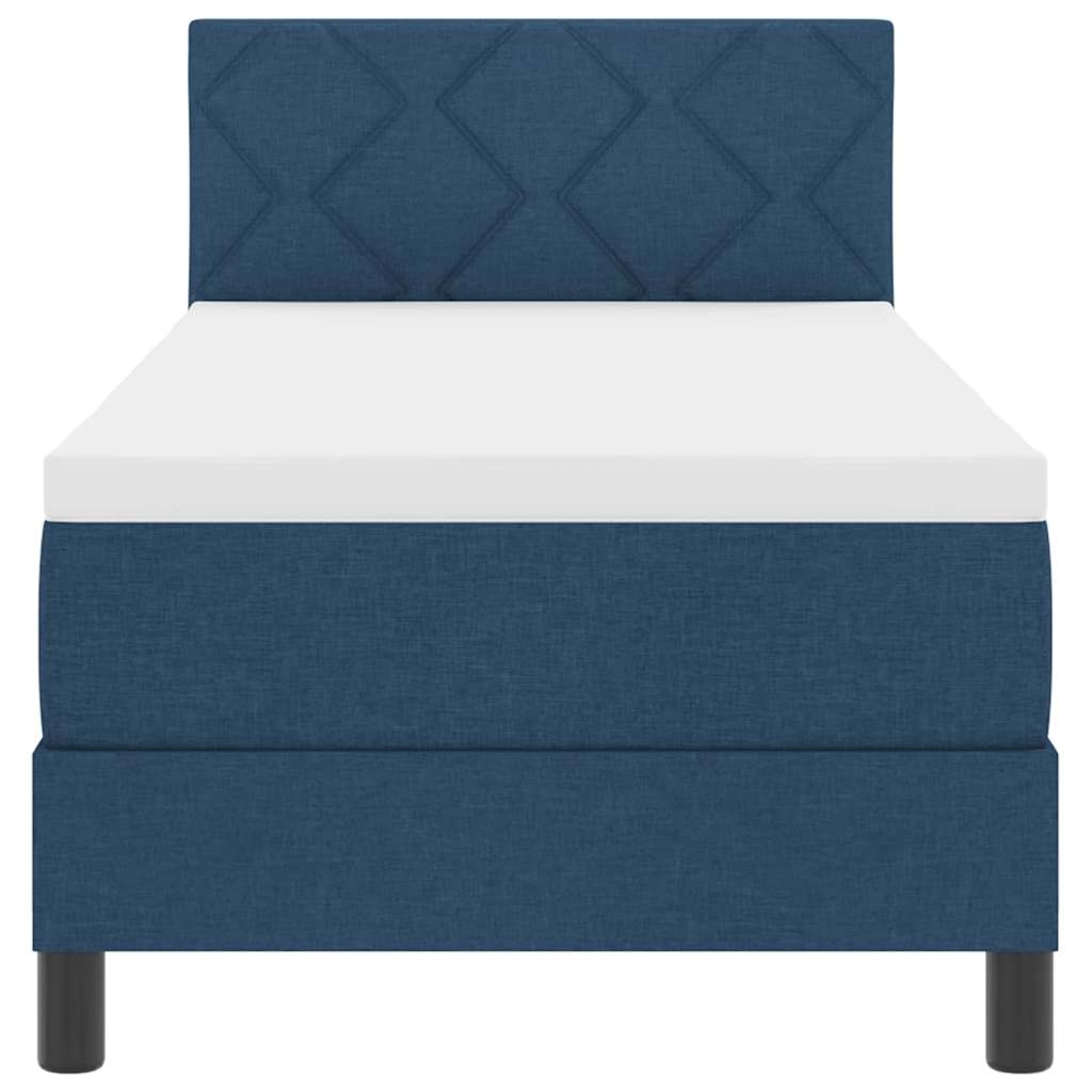 Postel S Boxspringem S Čelo Modrá 80 X 200 Cm Textil