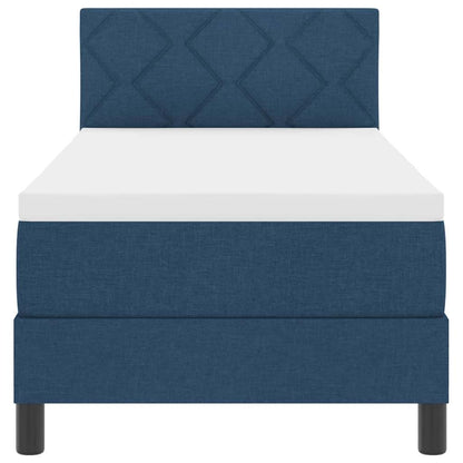Postel S Boxspringem S Čelo Modrá 80 X 200 Cm Textil