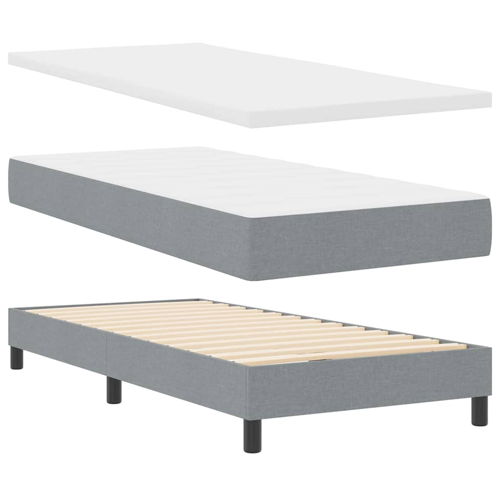 Postel S Boxspringem S Čelo Světle Šedá 90 X 190 Cm Textil