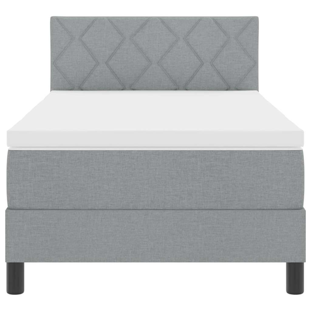 Postel S Boxspringem S Čelo Světle Šedá 90 X 190 Cm Textil