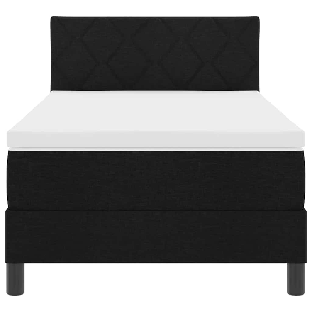 Postel S Boxspringem S Čelo Černý 90 X 190 Cm Textil
