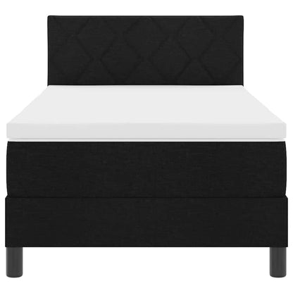 Postel S Boxspringem S Čelo Černý 90 X 190 Cm Textil