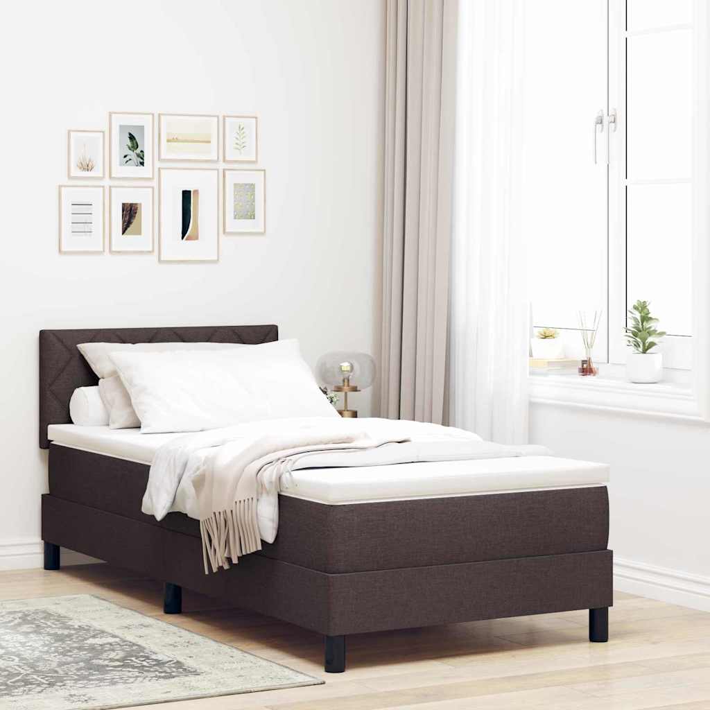 Postel S Boxspringem S Čelo Tmavě Hnědá 90 X 190 Cm Textil