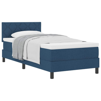 Postel S Boxspringem S Čelo Modrá 90 X 190 Cm Textil