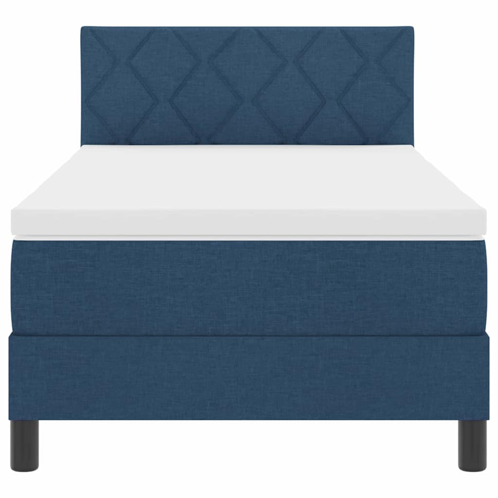 Postel S Boxspringem S Čelo Modrá 90 X 190 Cm Textil