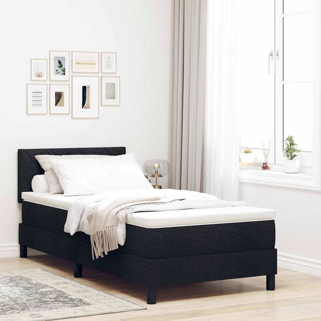 Postel S Boxspringem S Čelo Černý 90 X 200 Cm Textil