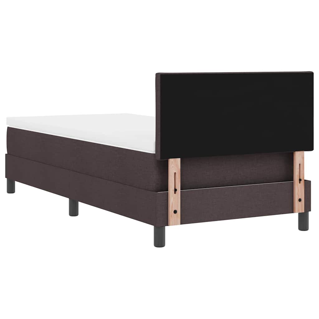 Postel S Boxspringem S Čelo Tmavě Hnědá 90 X 200 Cm Textil