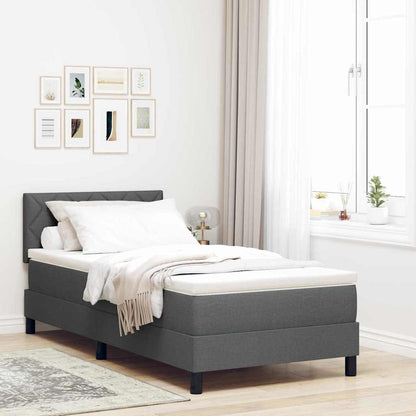Postel S Boxspringem S Čelo Tmavě Šedá 100 X 200 Cm Textil